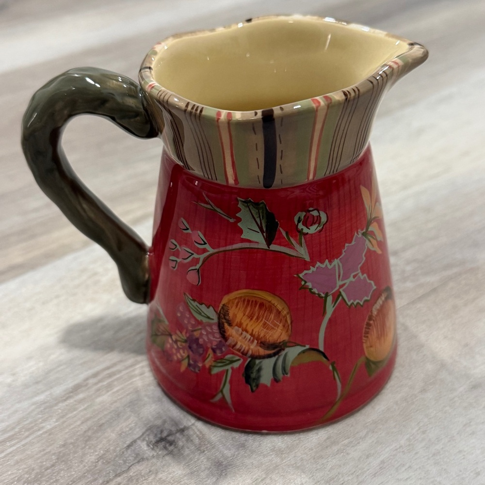 Tracy Porter Octavia Hill Garden Creamer Red Floral Discontinued 8oz